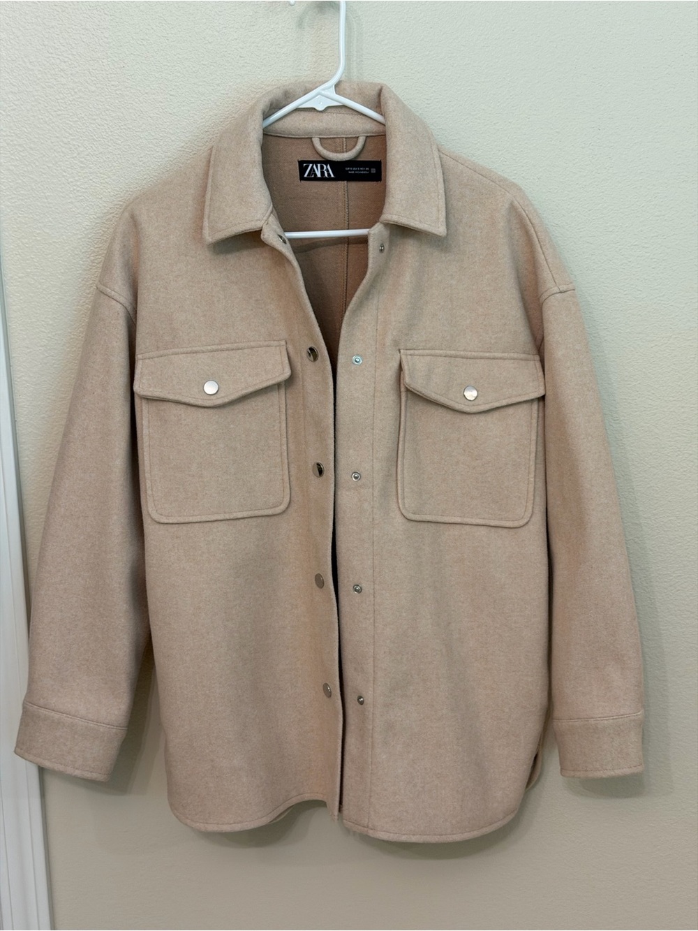 ZARA Women Beige Oversized Shacket Size Small